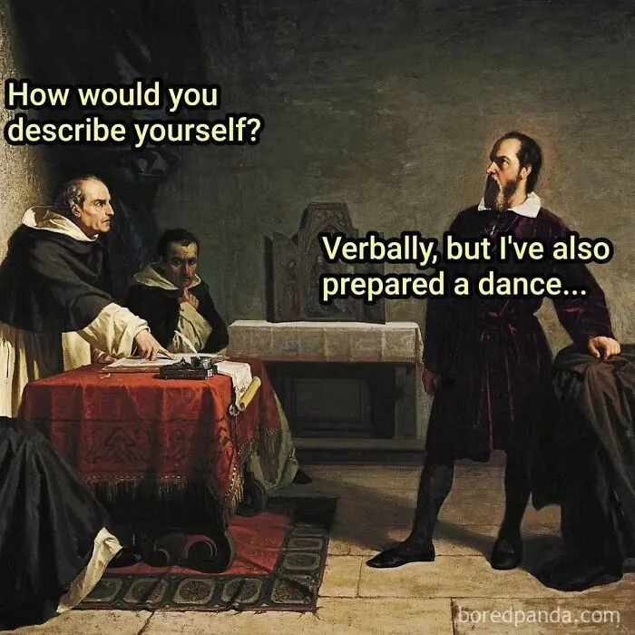 Men in historical attire having a discussion, great for history memes.