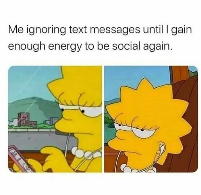 Lisa Simpson meme about avoiding messages, a relatable option when sending memes to friends.