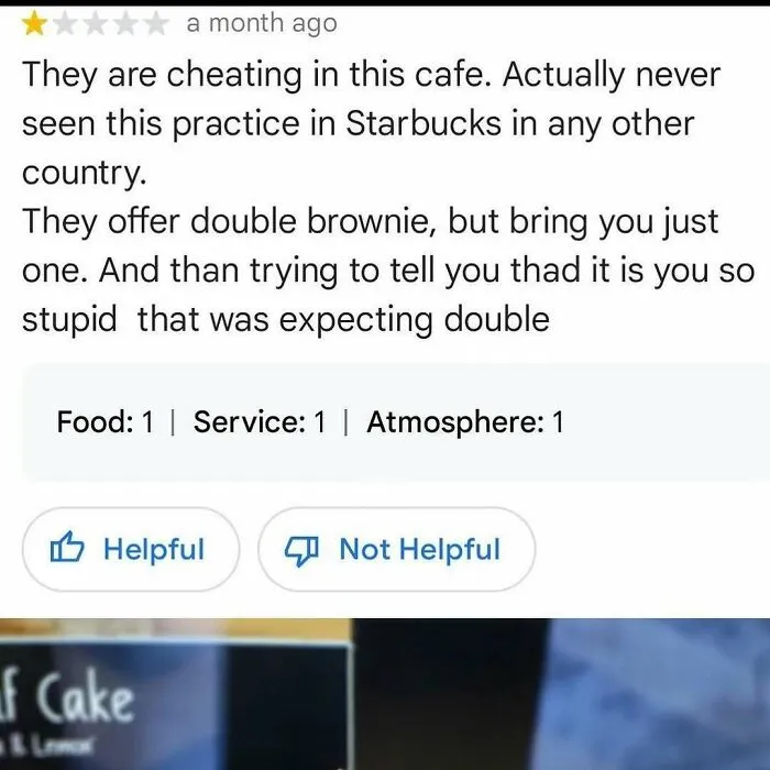 A funny product review about a cafe double brownie mix-up.
