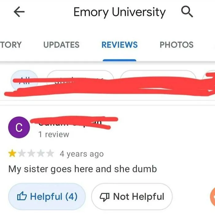 Humorous review of Emory University posted online, an example of funny product reviews.