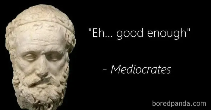 Greek philosopher bust sculpture representing Mediocrates, perfect for classical art memes.