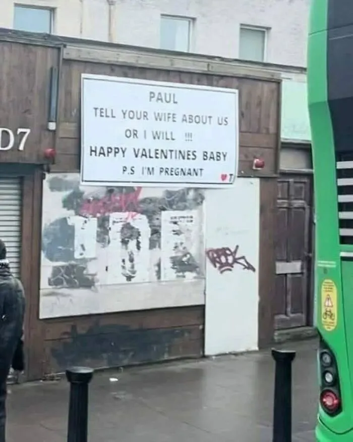 British meme public message about secret affair and pregnancy