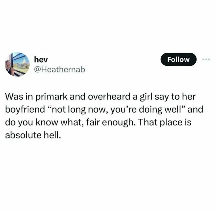 British meme about struggling in Primark store in the UK