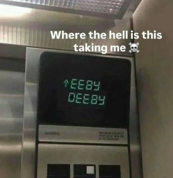 Elevator floor display showing confusing upside-down numbers in cursed images