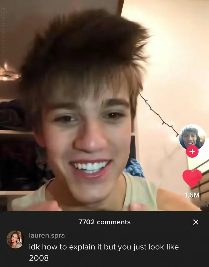 A social media screenshot featuring a guy with spiky hair in one of many funny out-of-context pics.