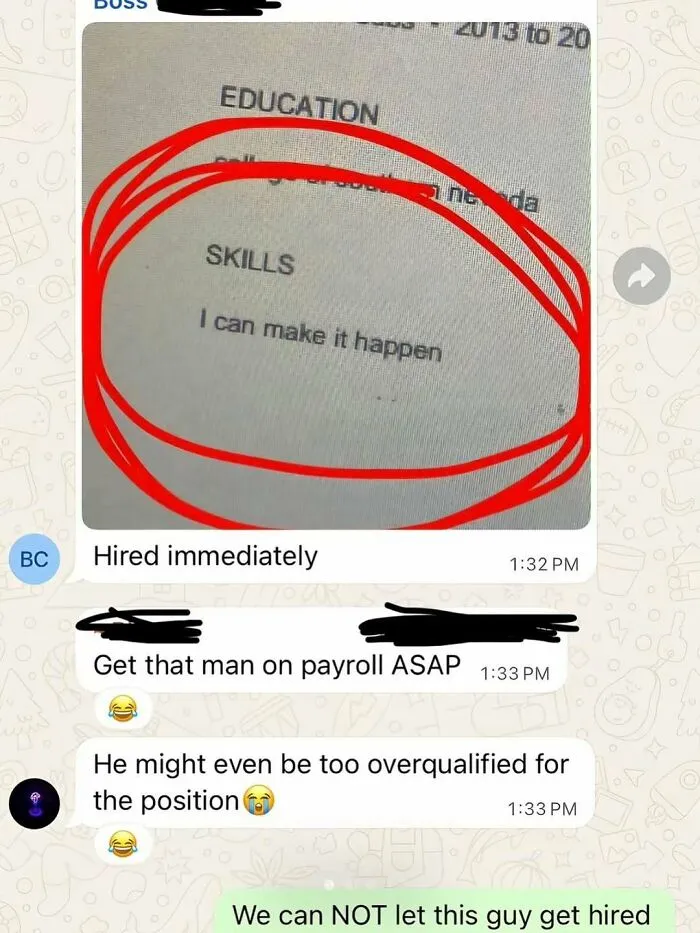Funny resume meme highlighting a simple skills section, perfect for fans of dark sense of humor memes.
