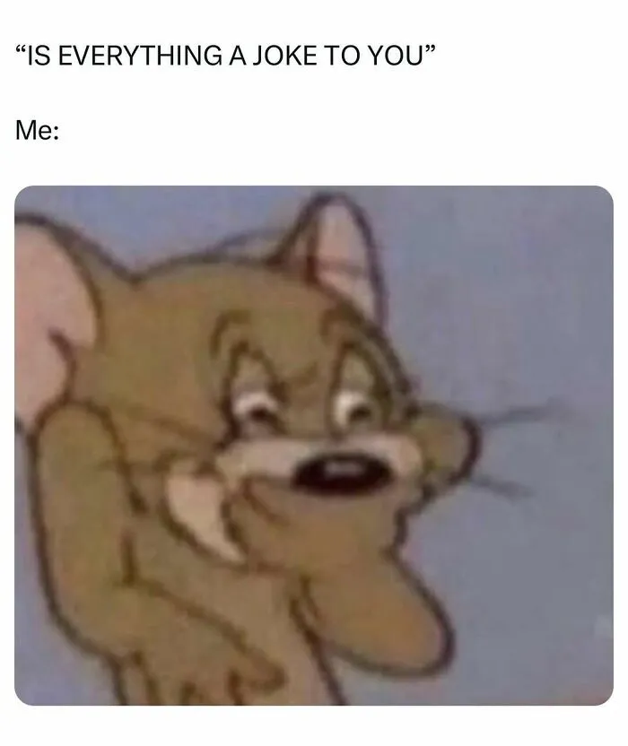 Tom cat covering mouth looking guilty meme about jokes