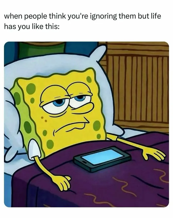 SpongeBob meme showing tired expression highlighting funny accurate memes about life