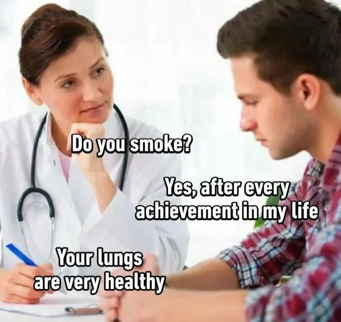 Doctor and patient discussing smoking in relatable memes