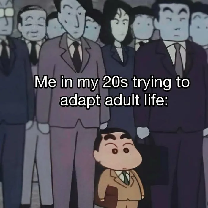 Funny shin chan meme about adult life and funny memes