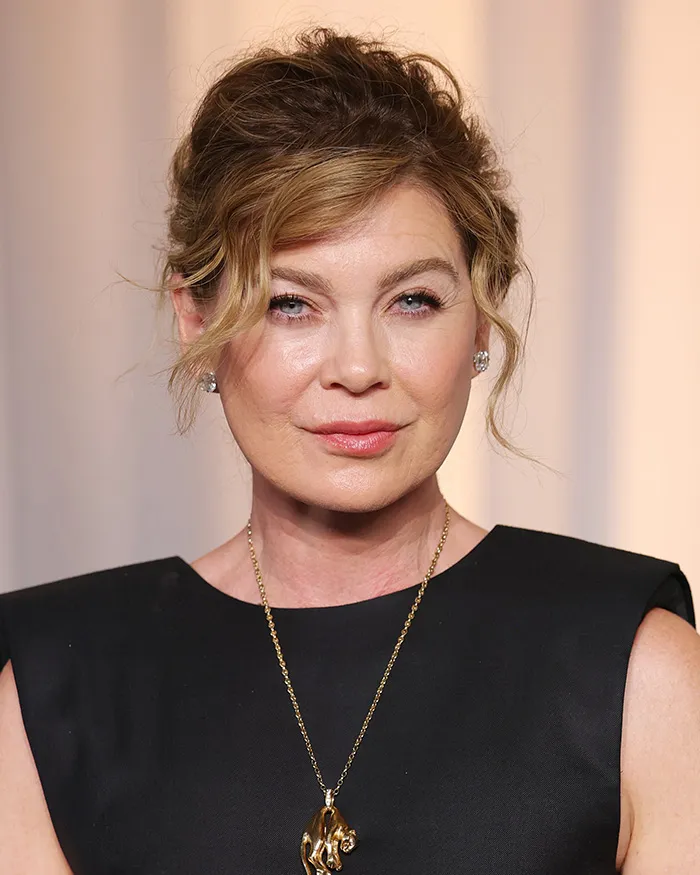 Unedited photo of Ellen Pompeo posing at the 2026 Academy Museum Gala.