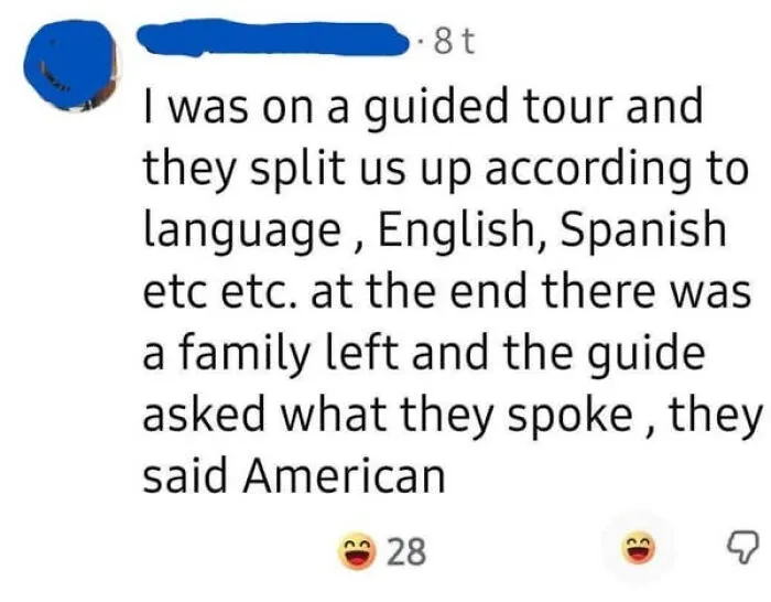 Online post about tour groups showing funny examples of misuse of freedom of speech.