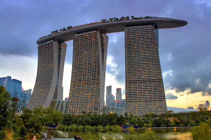 Marina Bay Sands in Singapore displays bizarre shapes of modern architecture