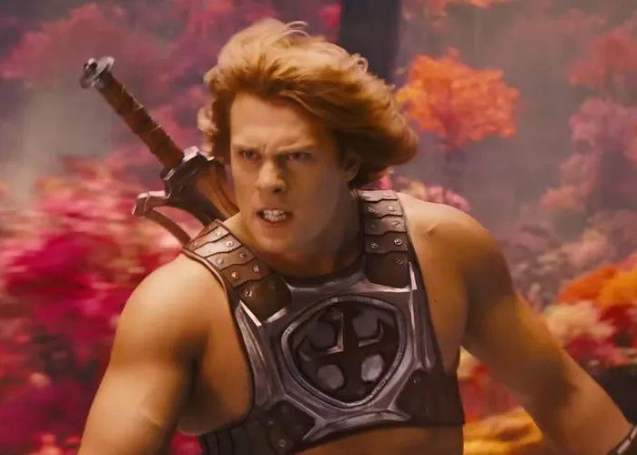 A warrior character representing Hollywood stars in a dramatic action movie scene with sword and armor.