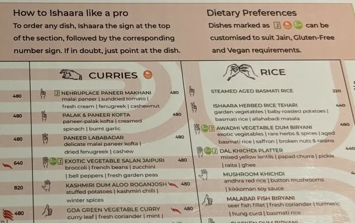 Restaurant menu featuring sign language symbols for ordering, one of many ingenious things around the world