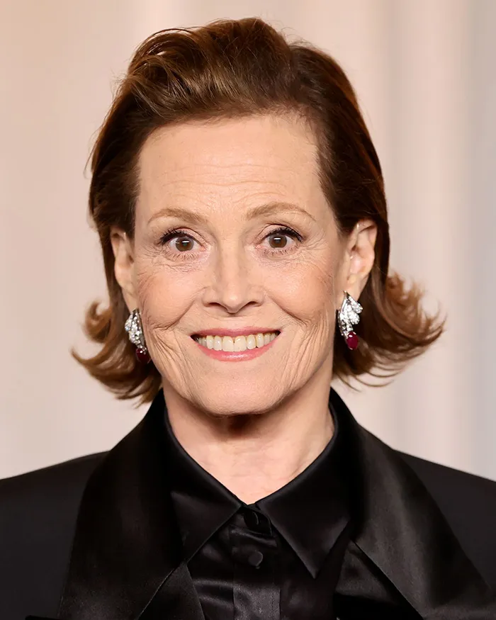 Unedited photo of Sigourney Weaver smiling at the 2026 Academy Museum Gala