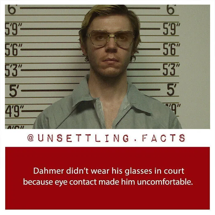 Jeffrey Dahmer in court representing creepy and unsettling facts about his trial
