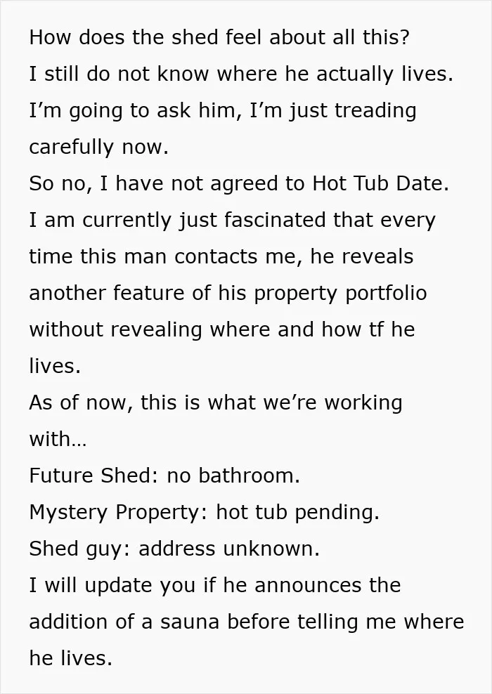Woman's first date with real estate investor ends in a shed with a mattress, a backpack and no toilet