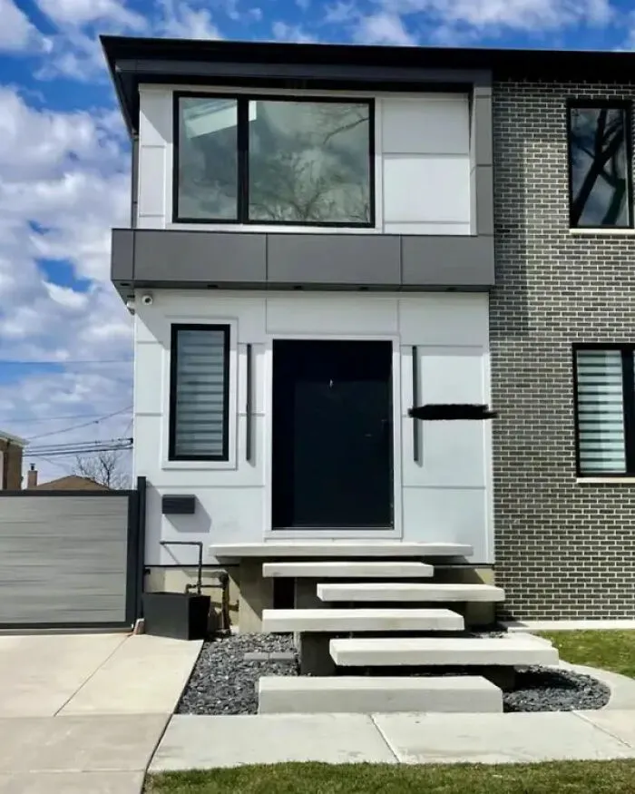 Modern house with floating steps that lack safety and functionality