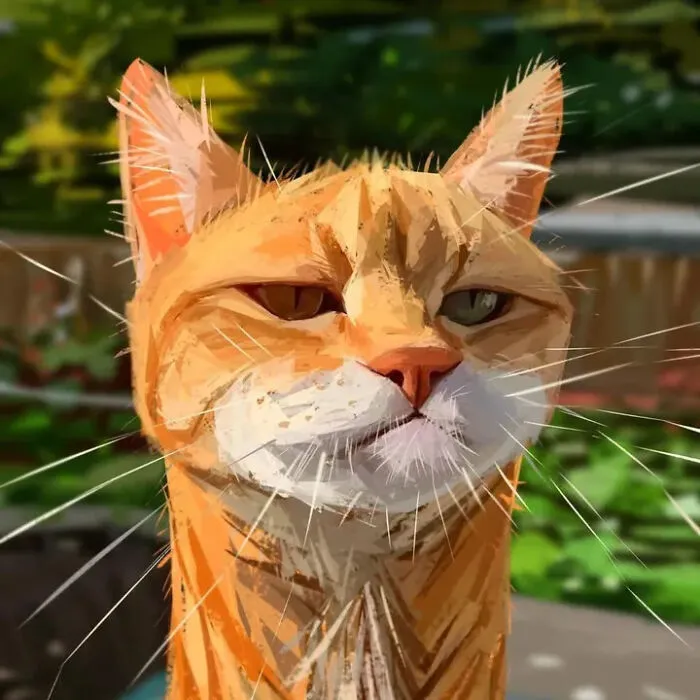 Caricature of orange tabby cat with a confident expression