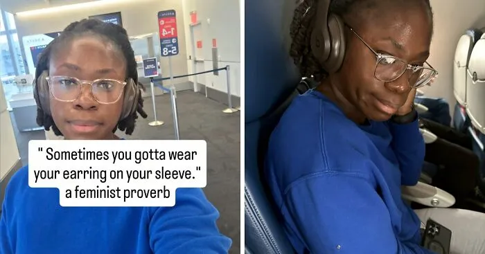 Woman Breaks Silence After Sparking Viral Debate With Earring Trick To Stop A Man Invading Her Space On A Flight