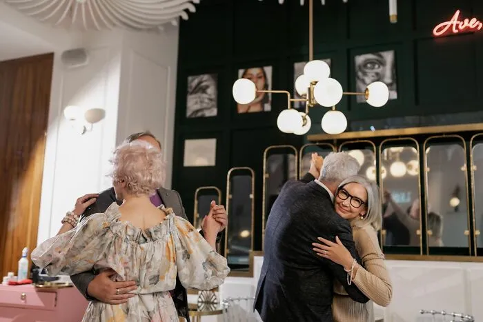 Elderly couples hugging in cozy room creepy stories