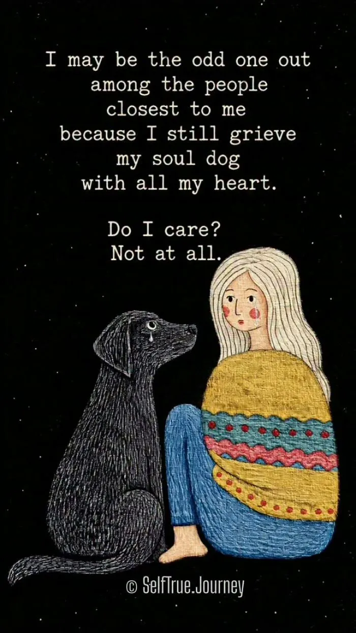 Sad illustration of a crying girl sitting with her pet, reflecting the pain of losing a beloved dog.
