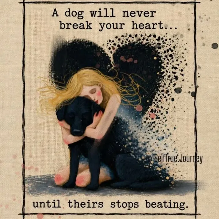 Heartwarming illustration of a girl hugging her pet, conveying the deep pain of losing a beloved dog.