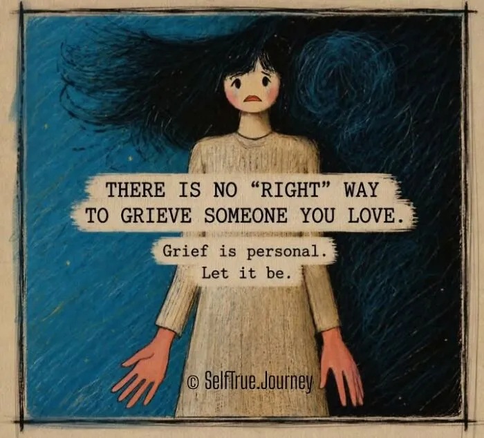 Sad illustration of a woman showing the pain of losing a beloved dog with text about grieving.