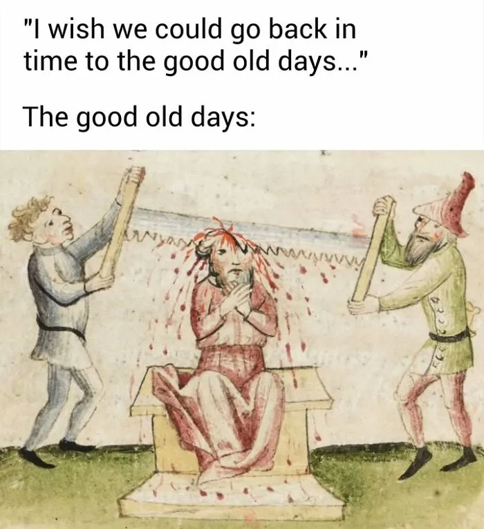An old medieval manuscript drawing illustrating a brutal execution used for famous paintings memes.