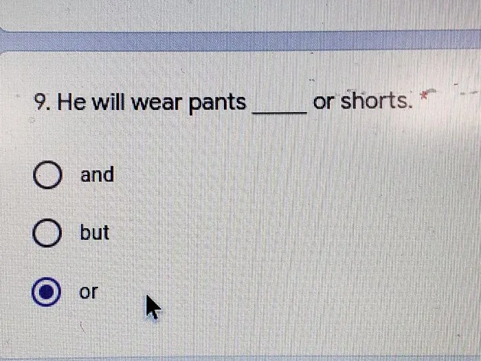 A multiple-choice grammar test question containing a redundant word, representing absurd products and moments in testing.