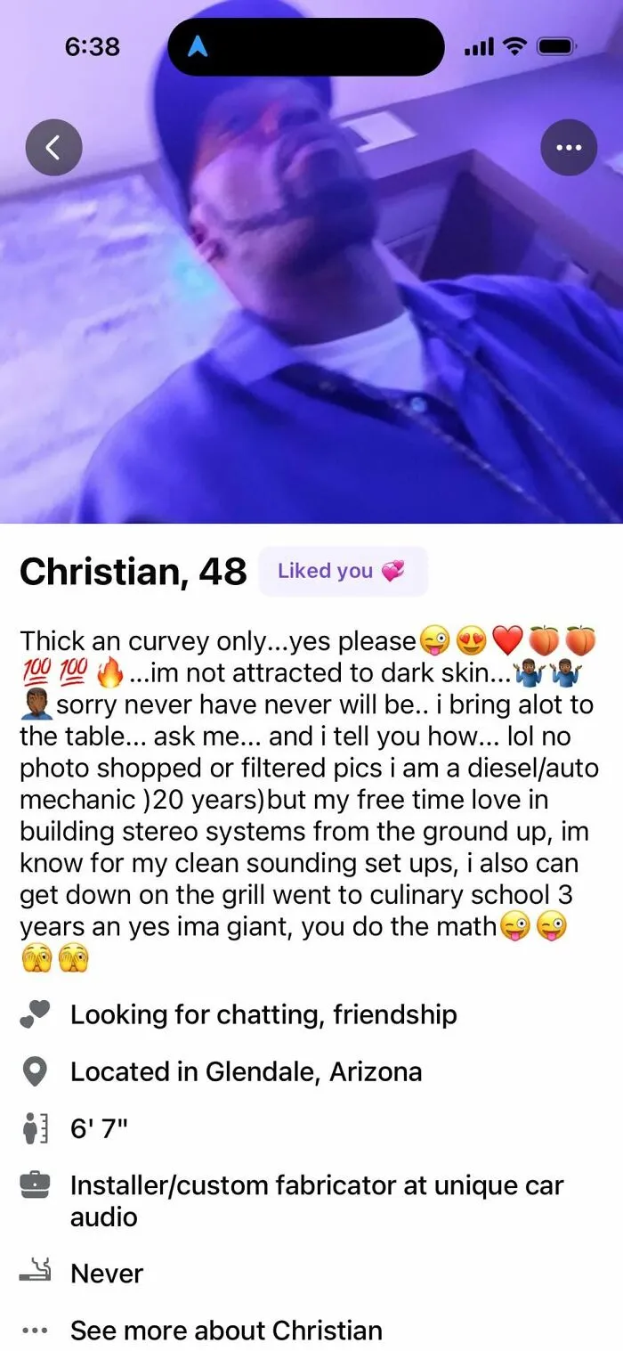 Screenshot of a dating profile illustrating how women are still fighting to be viewed as people.