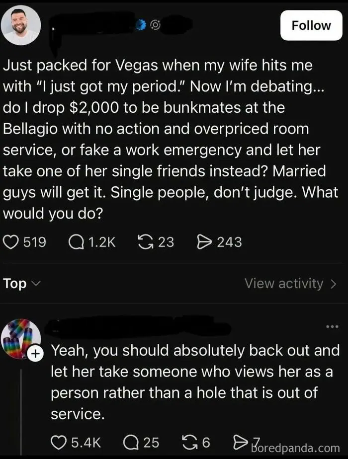 A post exposing disrespectful behavior, showing that women are still fighting to be viewed as people in marriages.