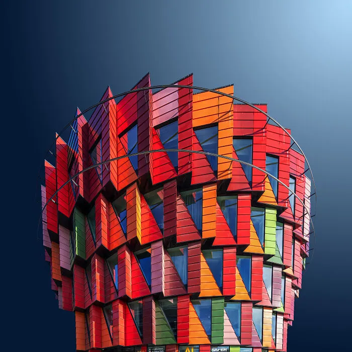 Colorful modern building design displaying the beauty of buildings and spaces for The Perspa Awards.