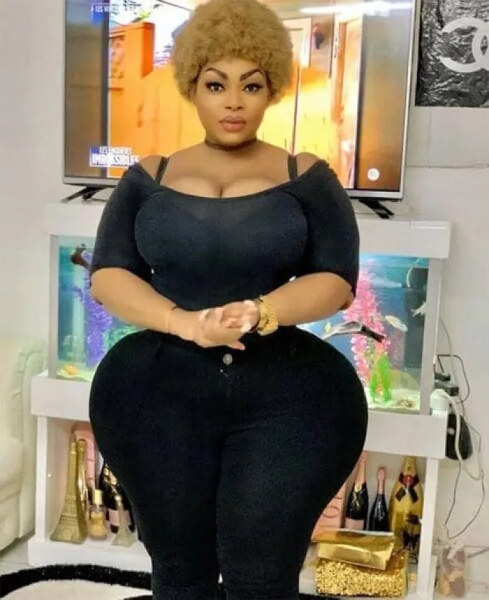 Edited photo with exaggerated hips and waist in ridiculous body manipulation