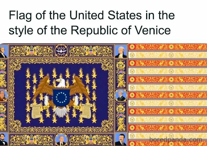 United States flag reimagined in the style of the Republic of Venice