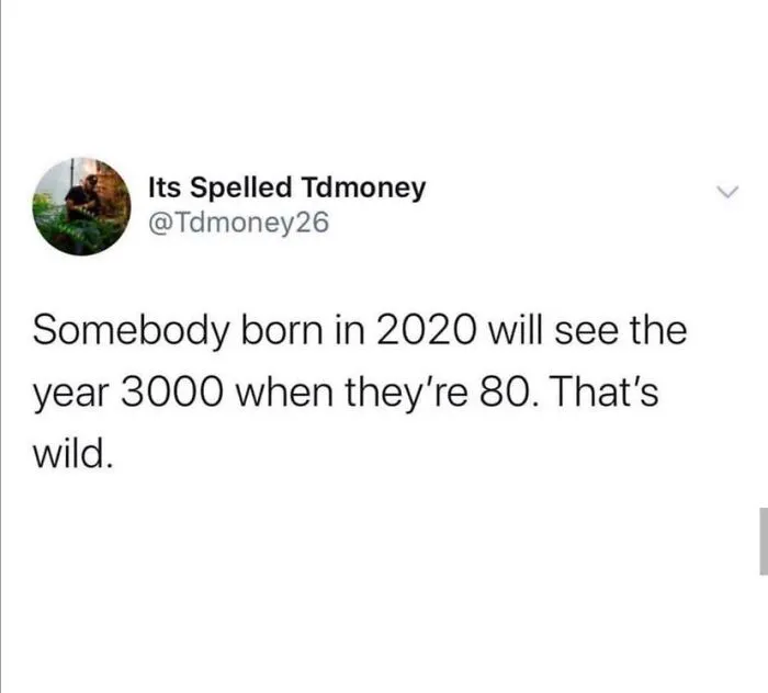 Absurd moment in a tweet displaying incorrect math about the year 3000.