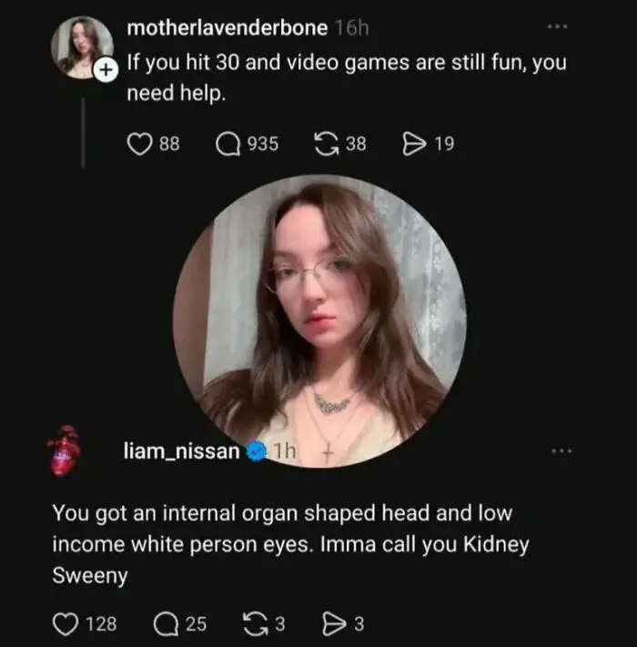 A screenshot of a savage insult on Twitter directed at someone criticizing video games.