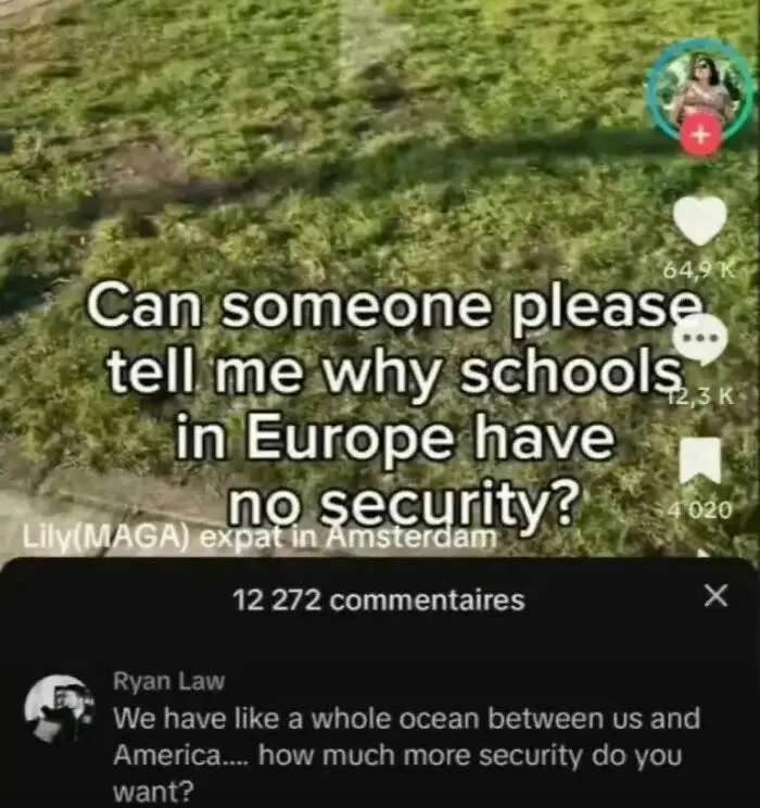 A comment section screenshot featuring funny insults about geographic security.