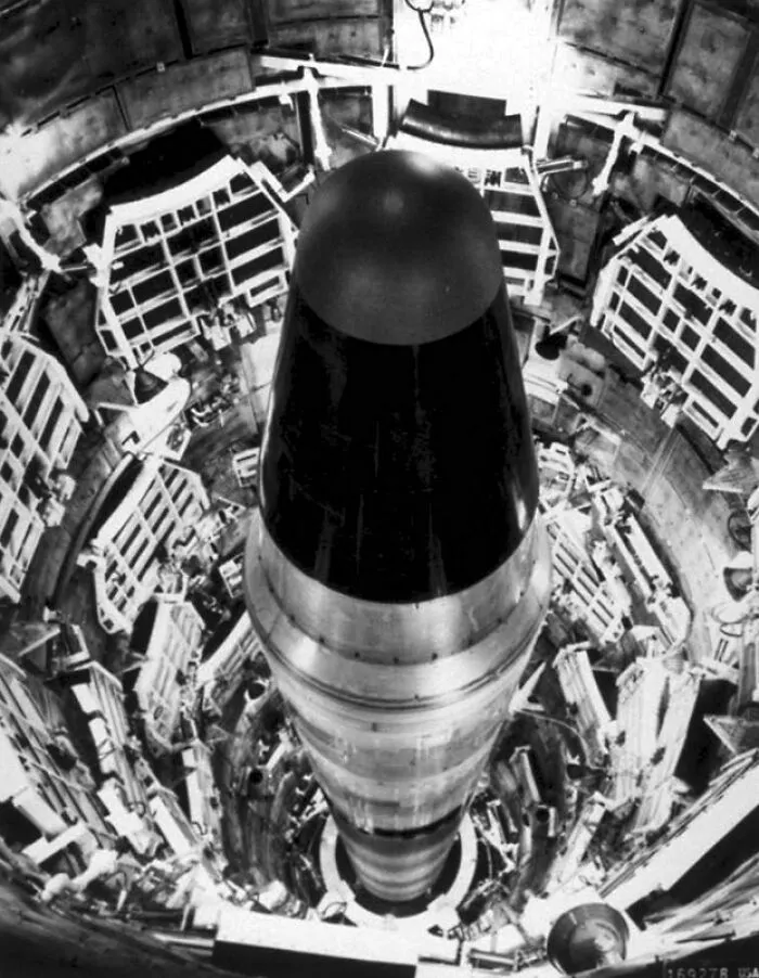 Top down view of Titan II missile in launch silo, linked to small mistakes causing disasters