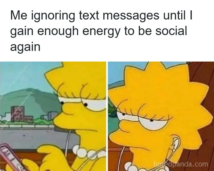 Lisa Simpson meme about avoiding messages, a relatable option when sending memes to friends.