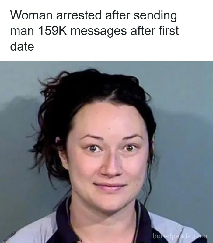 Mugshot of a woman from interesting facts and posts about the world with text about 159K messages sent.