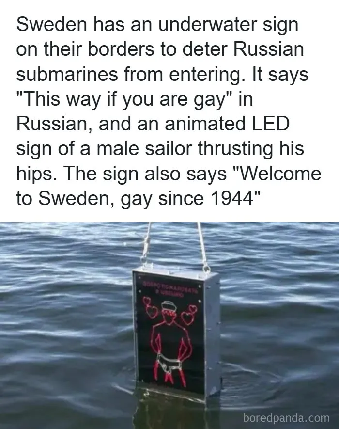 An underwater Swedish LED sign, one of many interesting facts and posts about the world around us