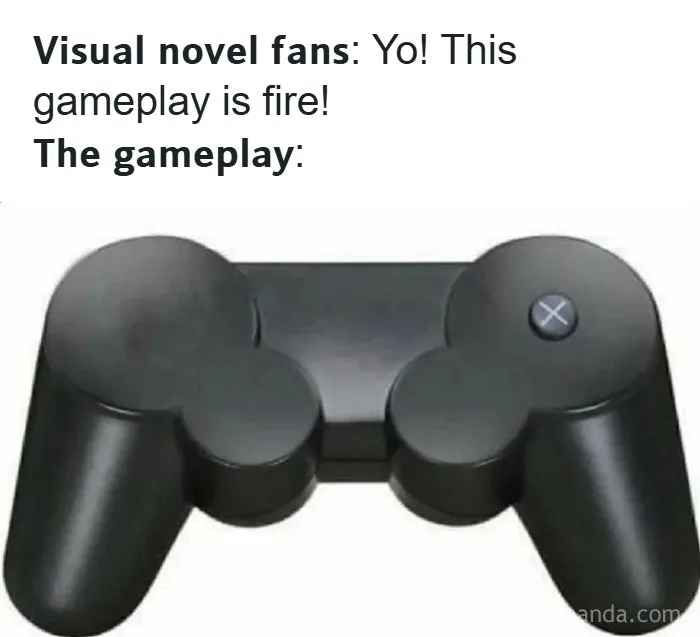Absurd internet post about a visual novel controller with only one button