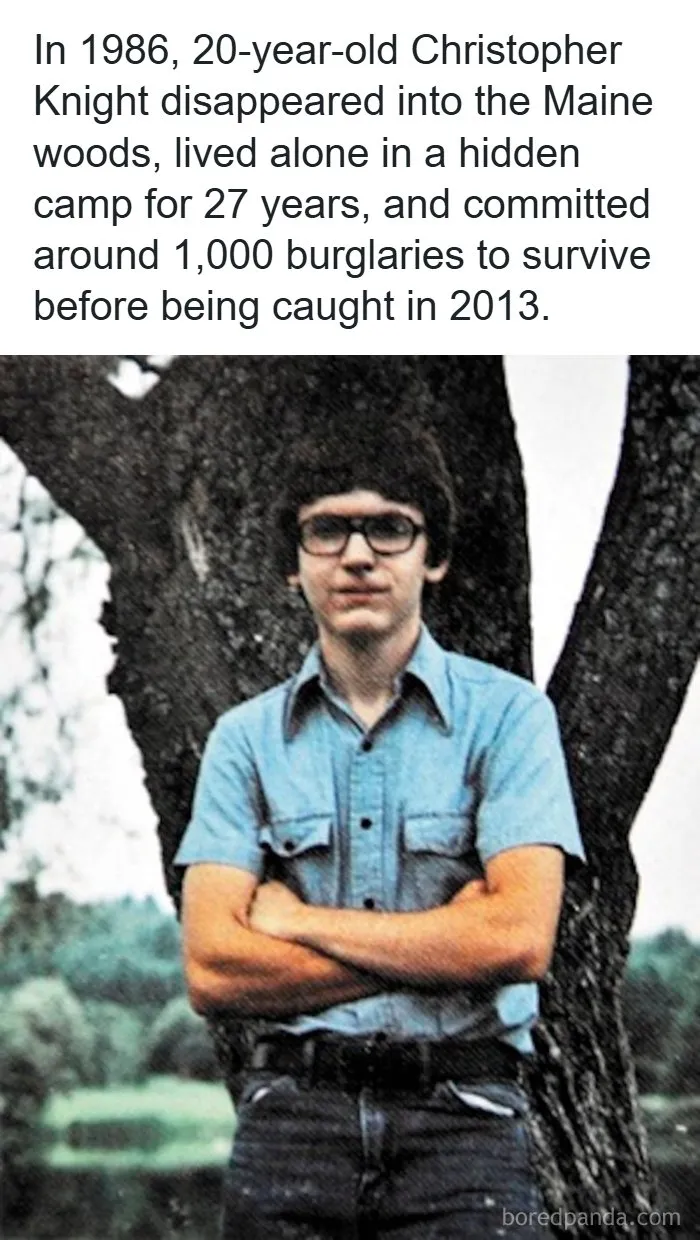 Before and after photos of Christopher Knight who disappeared into the woods, a classic among creepy facts