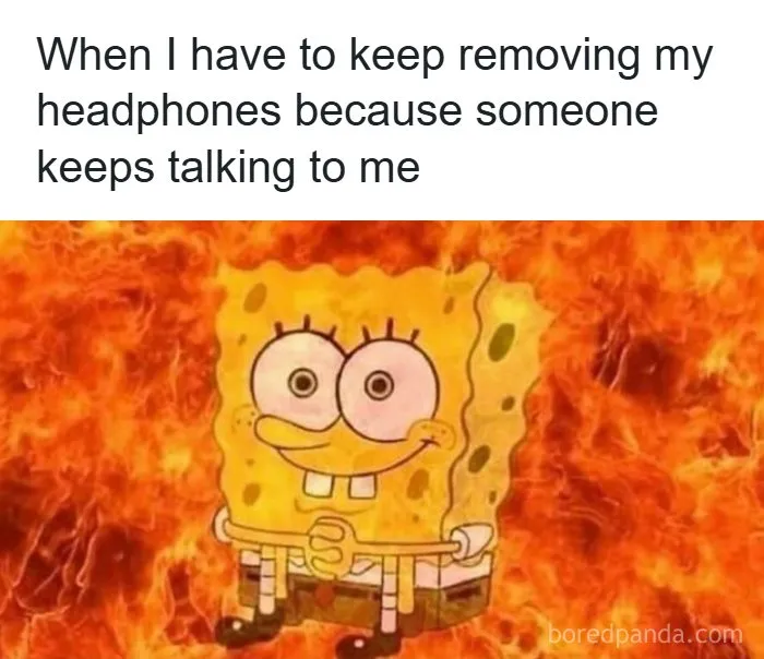SpongeBob surrounded by fire meme representing annoyance, perfect for sending memes to friends
