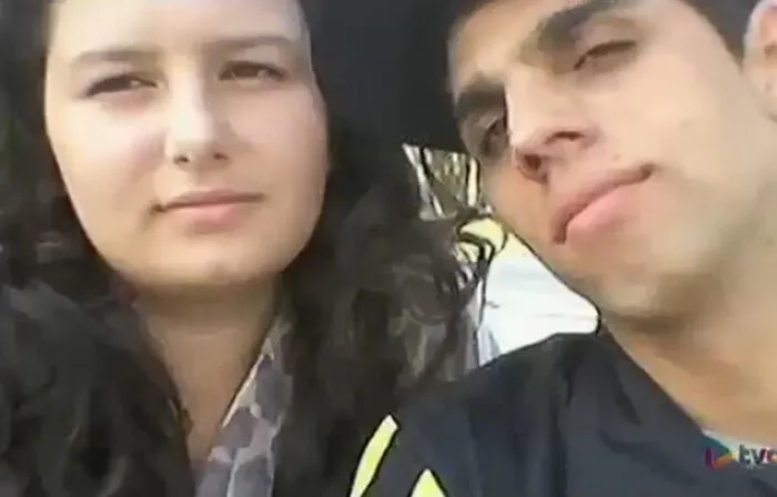 A close-up selfie of a young man and woman, captured in photos together.