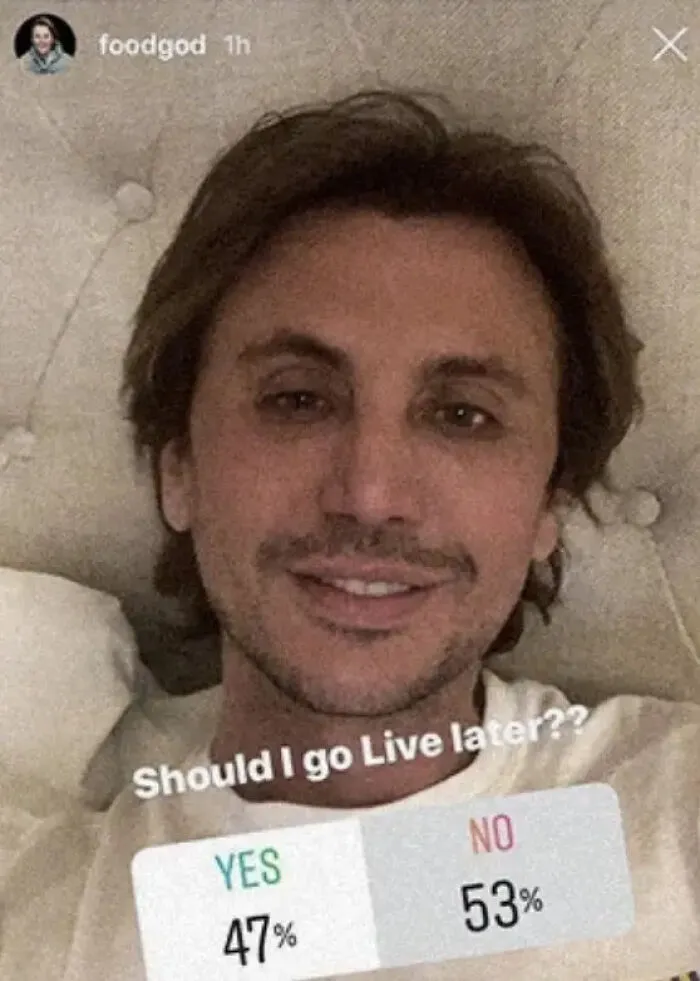 Instagram story poll showing a celebrity social media fail where majority voted No.