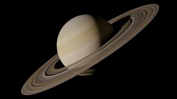 Saturn planet with distinctive rings in space