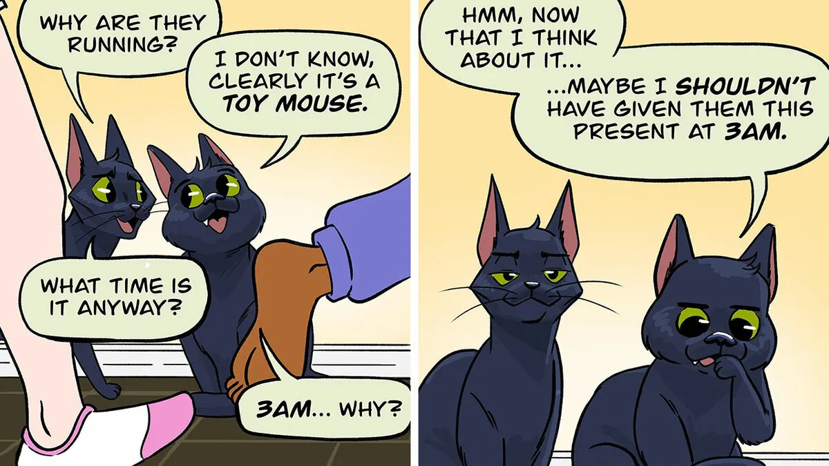 Akeem S. Roberts Created 22 Comics About The Mischief His Two Black Cats Get Up To